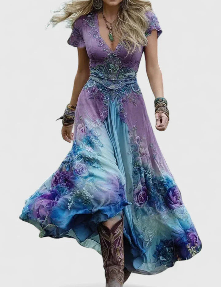 GINEVRA | ABITO LUNGO FLOREALE ELEGANTE