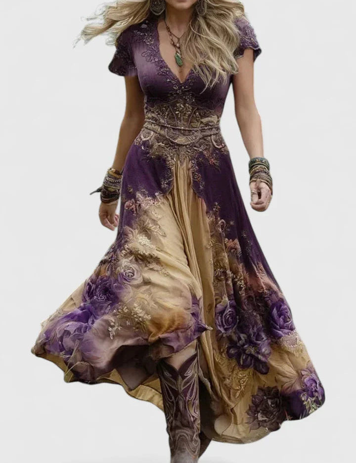 GINEVRA | ABITO LUNGO FLOREALE ELEGANTE