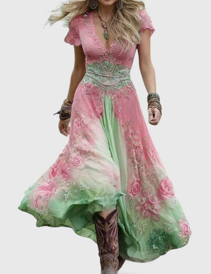 GINEVRA | ABITO LUNGO FLOREALE ELEGANTE