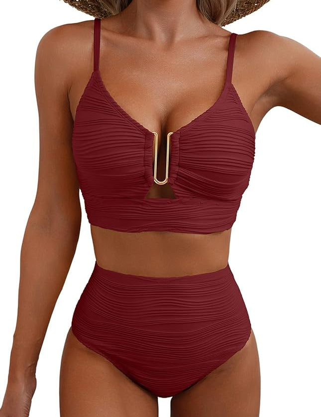 LUMINA | BIKINI A VITA ALTA CON DETTAGLIO DORATO