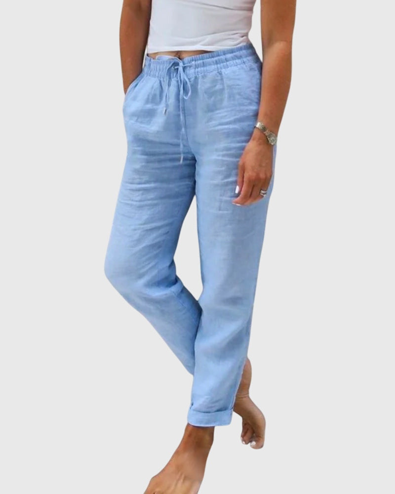 ALESSANDRA | PANTALONI IN LINO CON VITA ELASTICIZZATA