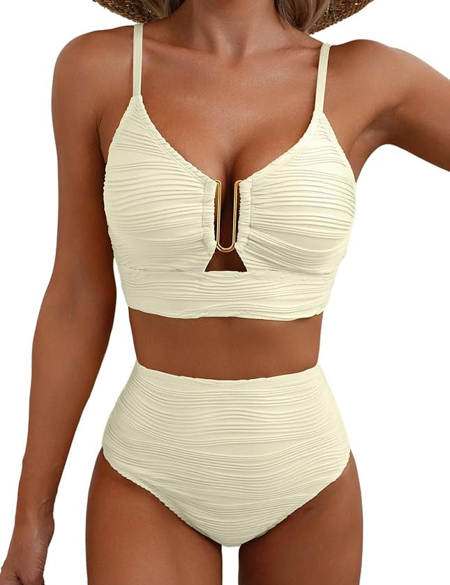 LUMINA | BIKINI A VITA ALTA CON DETTAGLIO DORATO