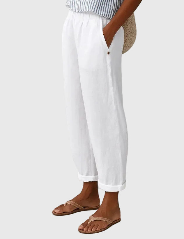 LUCIA | PANTALONI IN LINO MORBIDI CON VITA ELASTICIZZATA