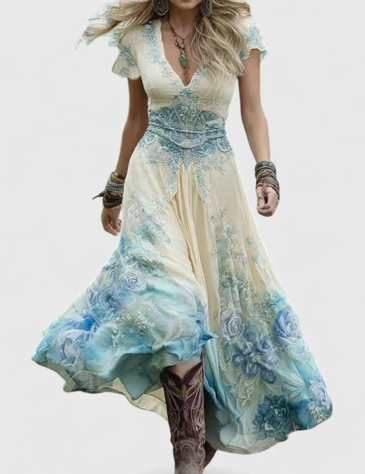 GINEVRA | ABITO LUNGO FLOREALE ELEGANTE