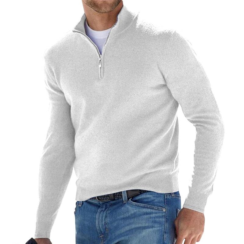 Federico | Maglione Grigio Chiaro Mezza Zip