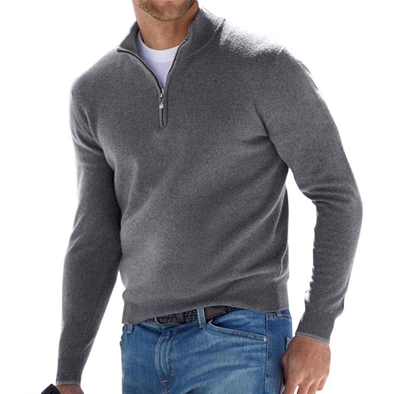 Federico | Maglione Grigio Chiaro Mezza Zip