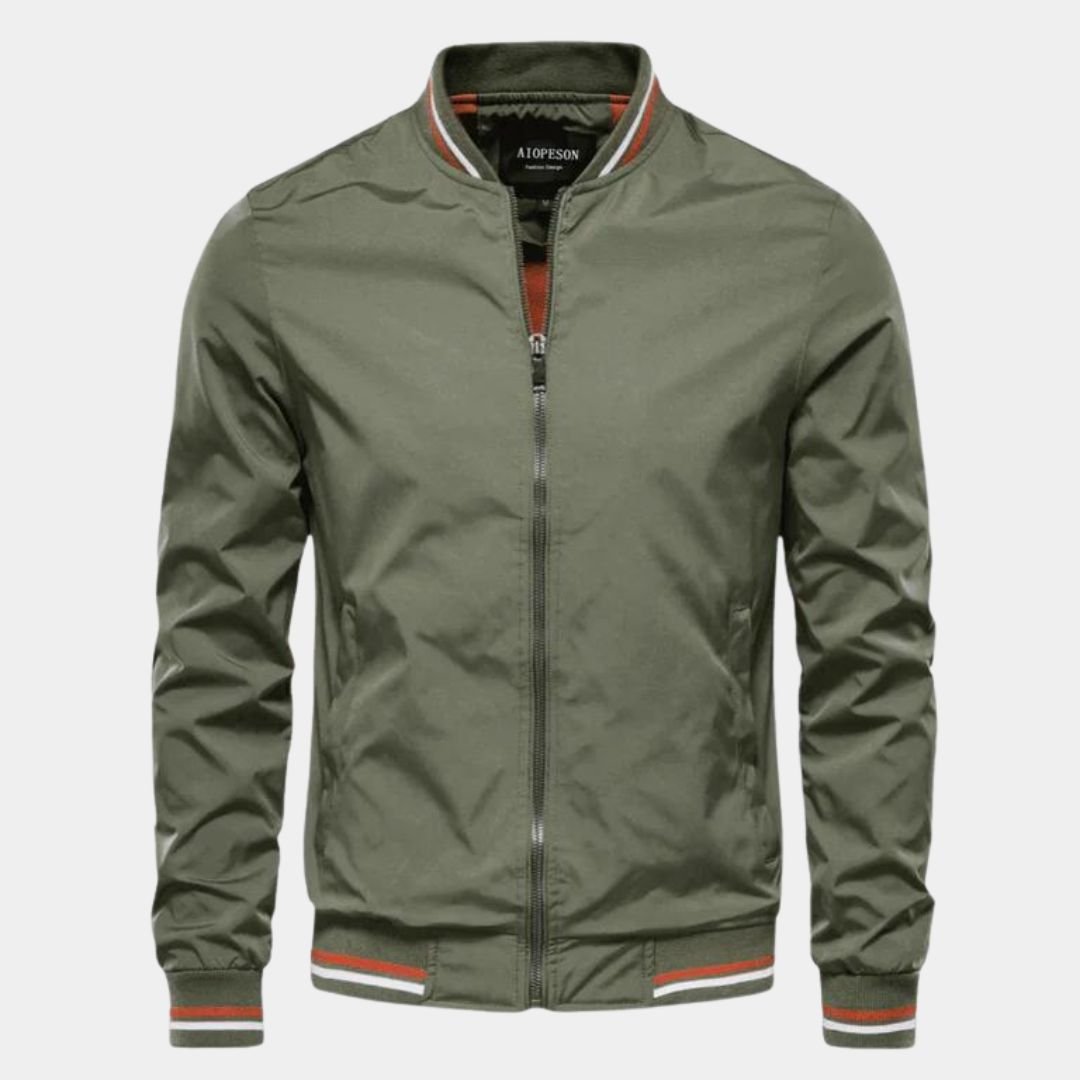Leonardo | Giacca Bomber Verde Militare con Dettagli a Righe