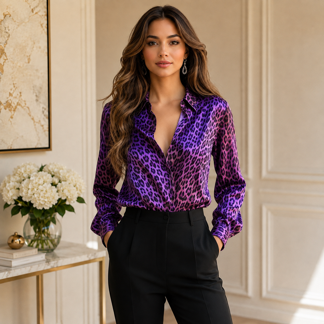 MARTA | CAMICIA SATINATA ANIMALIER