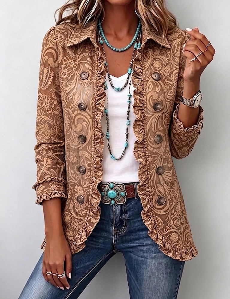 Havana | Giacca Caramello Stampa Paisley Floreale