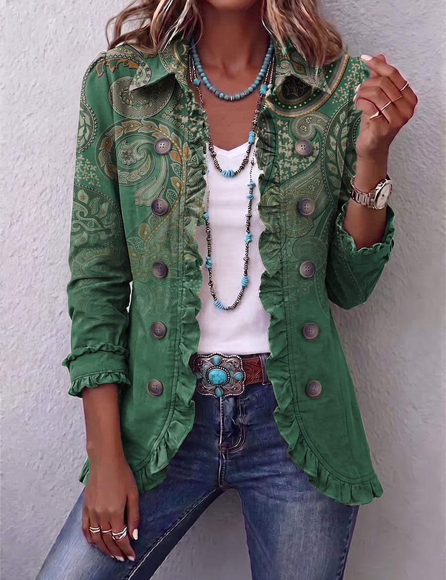 Smeralda | Giacca Verde Stampa Paisley Boho