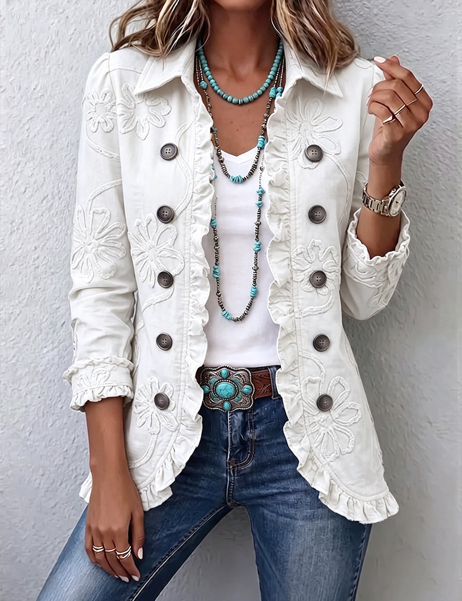 Celeste | Giacca Bianca Ricamata Total White