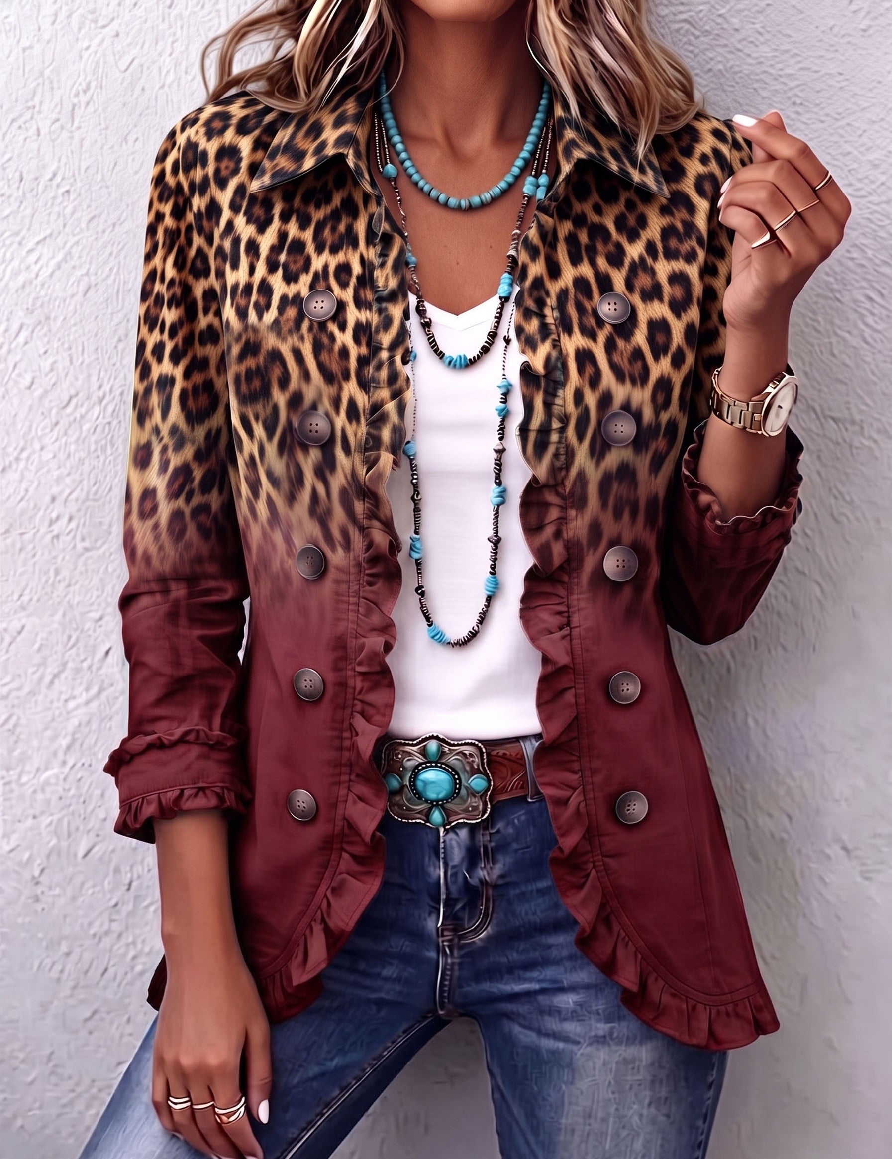 Camelia | Giacca Ombré Leopardo e Bordeaux