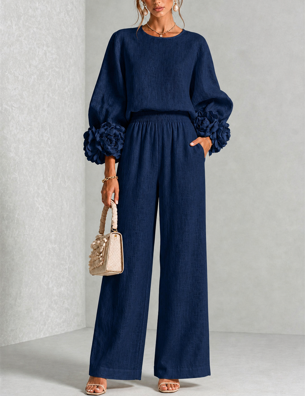 Giada | Completo Coordinato con Rose 3D ai Polsini
