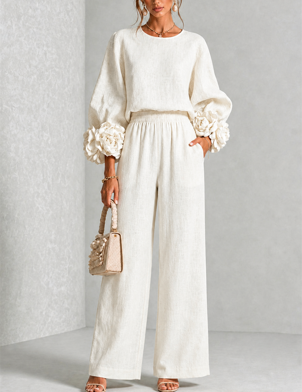 Giada | Completo Coordinato con Rose 3D ai Polsini