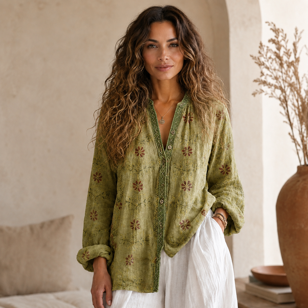 VIOLETTA | BLUSA BOHO CON RICAMI FLOREALI